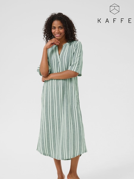 Kaffe Green KAmilia 3/4 Sleeve Kaftan Midi Dress (F73679) | £50