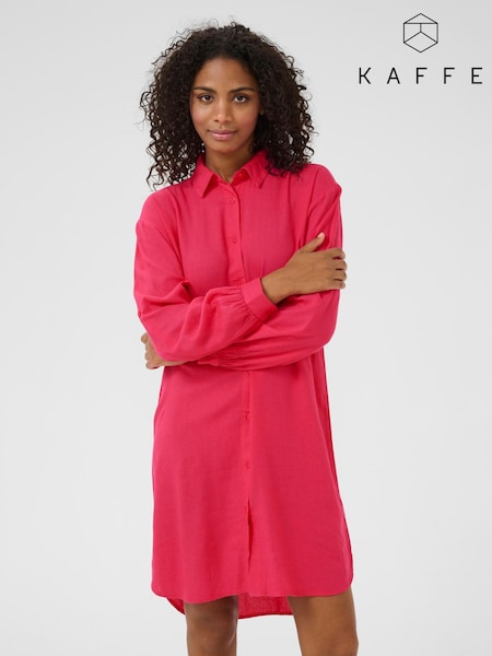 Kaffe Red KAmilia Knee Length Shirt Dress (F73708) | £50