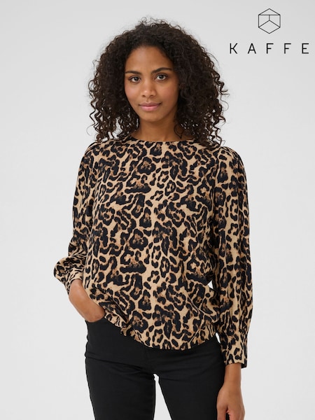 Kaffe Natural KAhannah Leopard Print Blouse (F73713) | £55