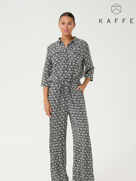 Kaffe KAsanne Plain Weave Printed Black Jumpsuit (F73723) | £80