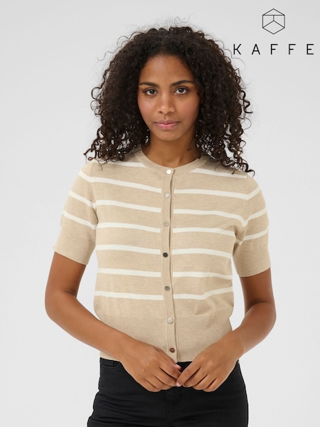 Kaffe Grey KAlizza Short Sleeve Striped Cardigan (F73728) | £50