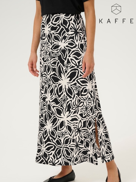 Kaffe KAvera Floral Pattern Black Maxi Skirt (F73748) | £70