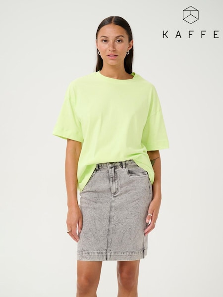 Kaffe Green 100% Cotton KAtomina Relaxed Short Sleeve T-Shirt (F73750) | £30