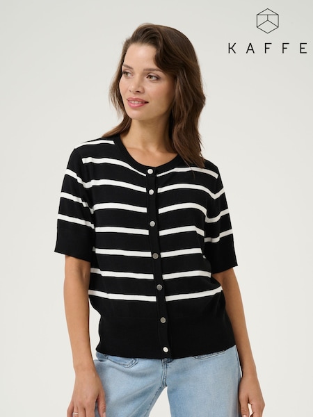 Kaffe KAlizza Short Sleeve Striped Black Cardigan (F73754) | £50
