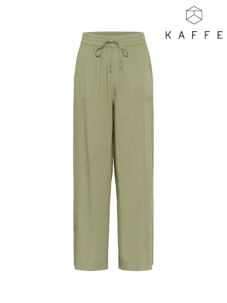 Kaffe Green KAmilia High Waisted Long Wide Trousers (F73763) | £50