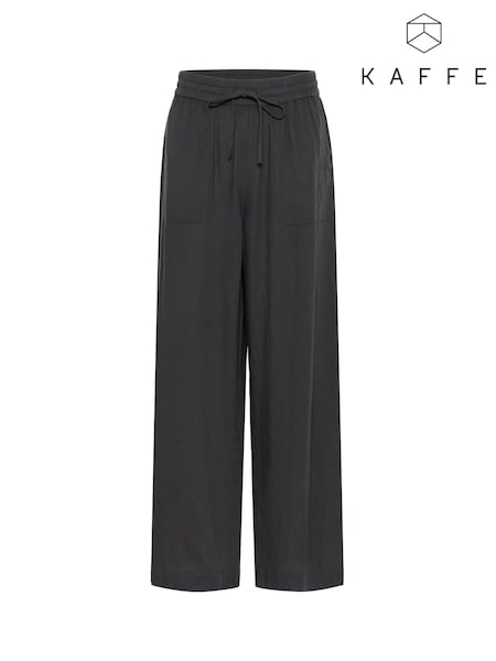 Kaffe Grey KAmilia High Waisted Long Wide Trousers (F73764) | £50