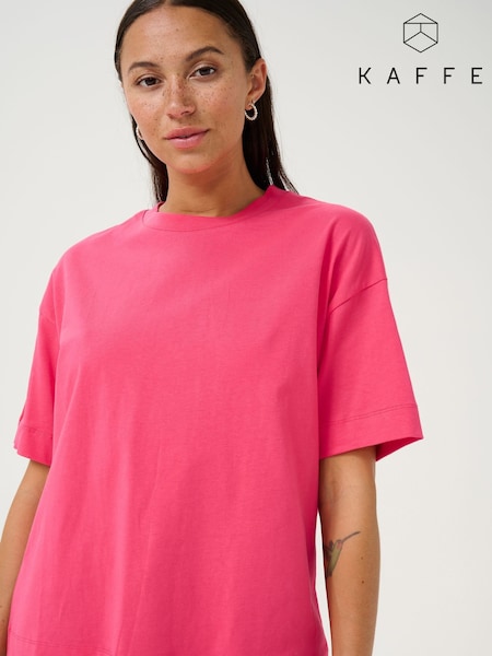 Kaffe Pink 100% Cotton KAtomina Relaxed Short Sleeve T-Shirt (F73767) | £30