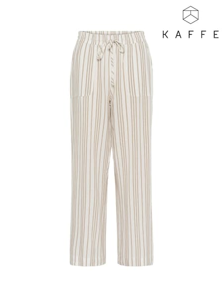 Kaffe Natural KAmilia High Waisted Long Wide Trousers (F73773) | £50