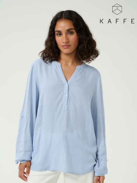 Kaffe Blue KAmilia V-Neck Long Sleeve Blouse (F73785) | £40