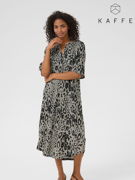 Kaffe Natural KAmilia Short Sleeve Kaftan Midi Dress (F73786) | £50