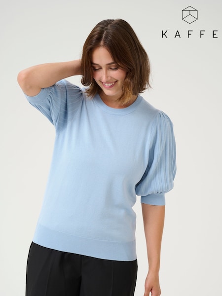 Kaffe Blue KAlone 1/2 Sleeve Knit Pullover Jumper (F73788) | £40
