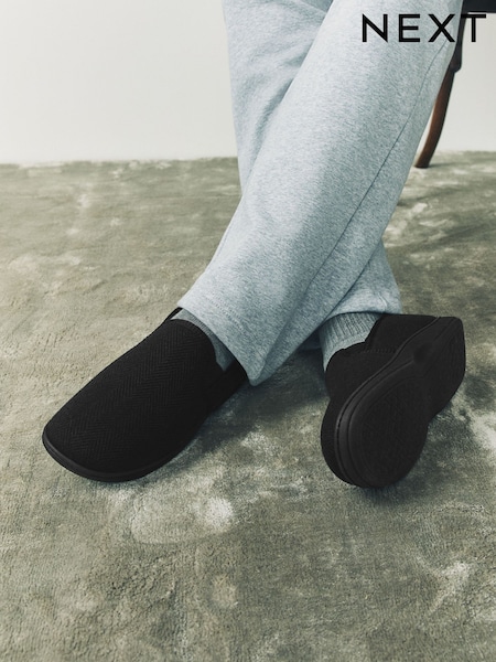 Black Ground Closed Back Slippers (F73805) | £20