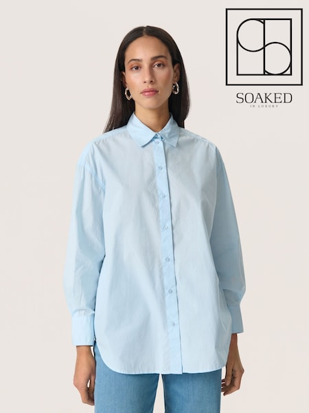 Soaked in Luxury Casual Fit Blue LJani Button Up 100% Cotton Shirt (F73816) | £60