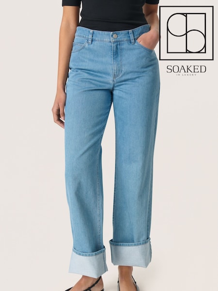 Soaked in Luxury Blue Regular Fit 100% Cotton Straight Legs Maise Jeans (F73819) | £90