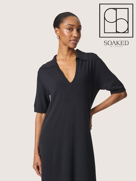 Soaked in Luxury SLSpina Maxi Polo Black Dress (F73820) | £70