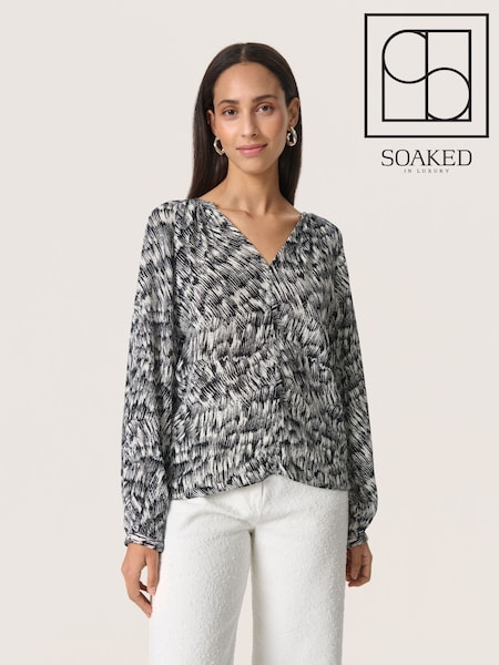 Soaked In Luxury A Chic V-Neck Black Blouse With Long Sleeves (F73821) | £60