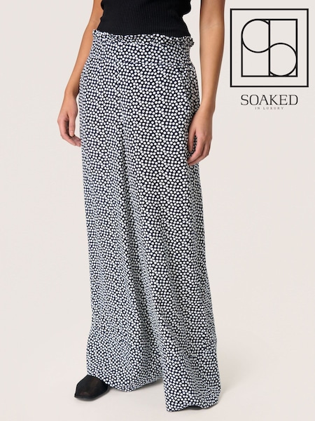 Soaked In Luxury Wide-Leg Elastic Waist Black Pants (F73824) | £75