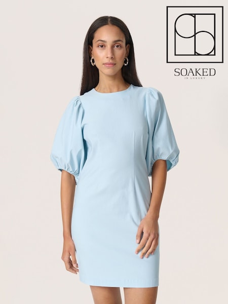 Soaked in Luxury Blue Elegant Round Neck Midi Dress (F73826) | £75