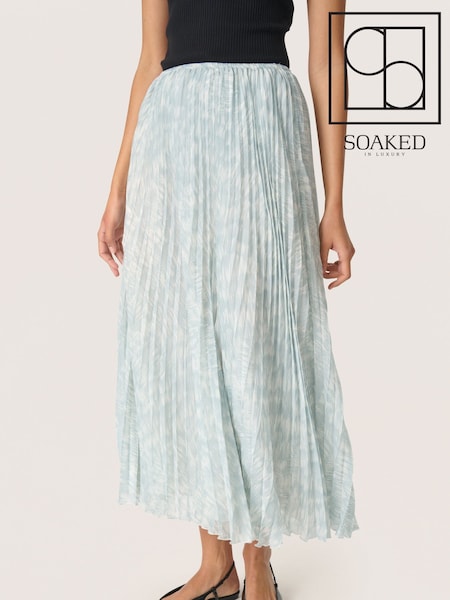 Soaked in Luxury Blue Marta Plisse Midi Skirt (F73828) | £90