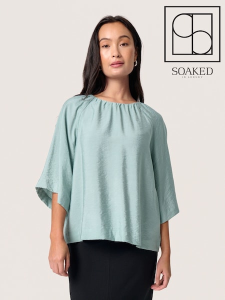 Soaked in Luxury Blue SLLeodora Half Sleeves Round Neck Blouse (F73829) | £60