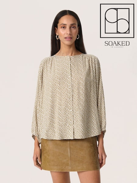 Soaked In Luxury Brown Stylish Blouse With Round Neck (F73835) | £60