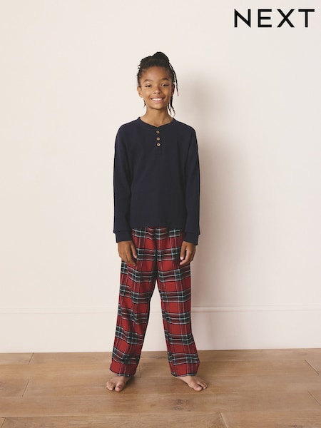 Red Check Single Button Through Xmas Pyjamas (9mths-16yrs) (F73855) | £16 - £23