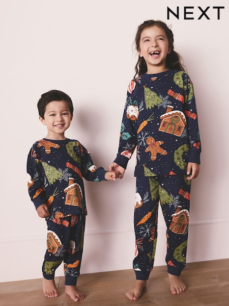 Navy Festive Food Family Xmas Pyjamas (9mths-16yrs) (F73856) | £10 - £17