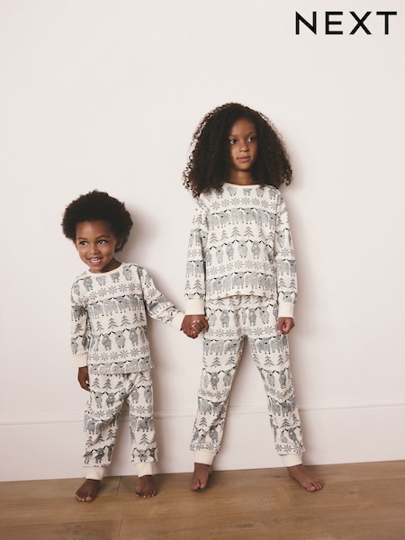 Cream/Black Hamish Fairisle Pattern Single Xmas Pyjamas (9mths-16yrs) (F73857) | £10 - £17