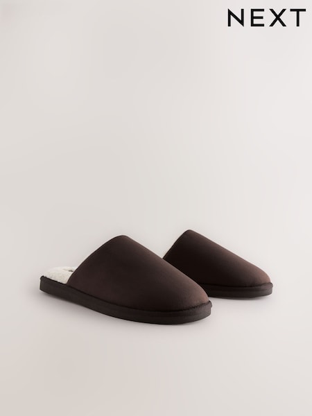 Brown Microsuede Mule Slippers (F73921) | £20