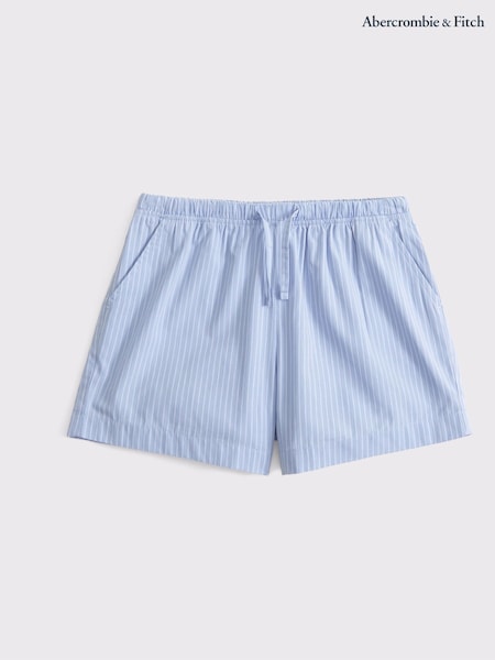 Abercrombie & Fitch Blue Poplin Elasticated Tie Waist Shorts (F73925) | £20 - £22