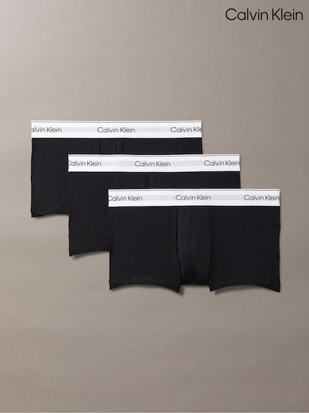 Calvin Klein Black 3 Pack Low Rise Trunks - Icon Cotton Stretch (F73942) | £44
