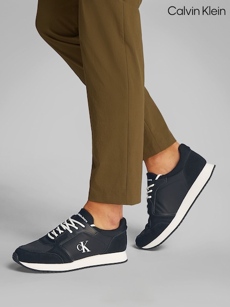 Calvin Klein Black Runner Sock Lace Up Low Trainers (F73946) | £100