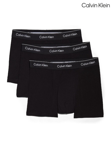 Calvin Klein Tonal Black/Tonal Black/Tonal Black Black/Blue 3 Pack Boxers Trunks - Icon Cotton Stretch (F73966) | £44