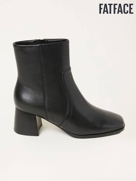 FatFace Black Flared Heel Leather Boot (F73994) | £85