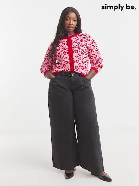 Simply Be Pink Leopard Print Boxy Cardigan (F73996) | £42