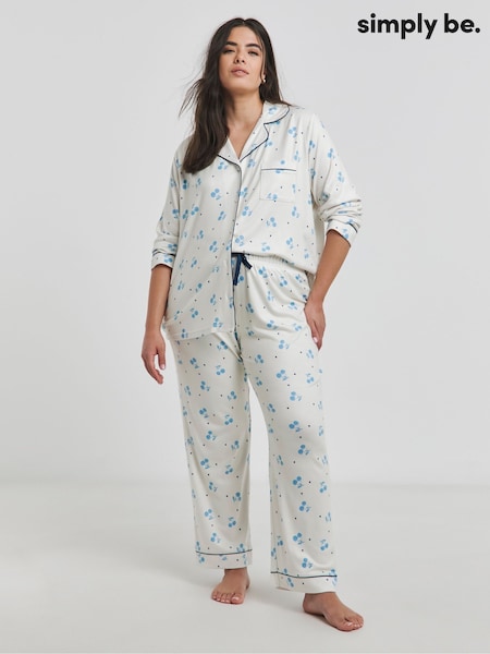 Simply Be White Pretty Secrets Supersoft Button Through Pyjamas Set (F74005) | £30