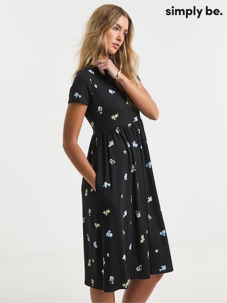 Simply Be Black Supersoft Pocket Midi Dress (F74023) | £29