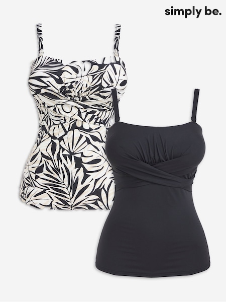 Simply Be Black Magisculpt Bandeau Tankini Tops 2 Pack (F74028) | £50