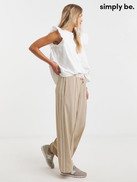 Simply Be Natural Contrast Waist Side Stripe Wide Leg Trousers (F74048) | £35