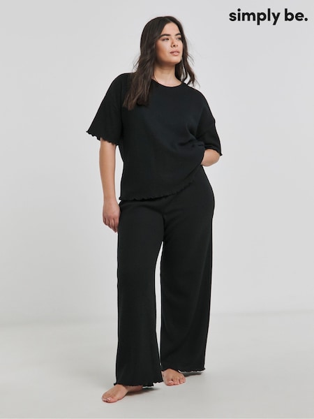 Simply Be Black Waffle Lounge Set (F74078) | £28