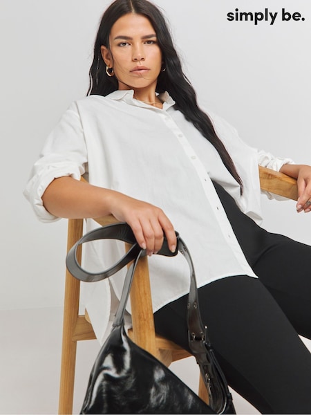 Simply Be White Relaxed 100% Cotton Poplin Shirt (F74081) | £30