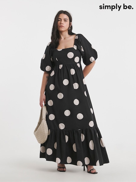 Simply Be Black 100% Cotton Poplin Maxi Dress (F74093) | £70