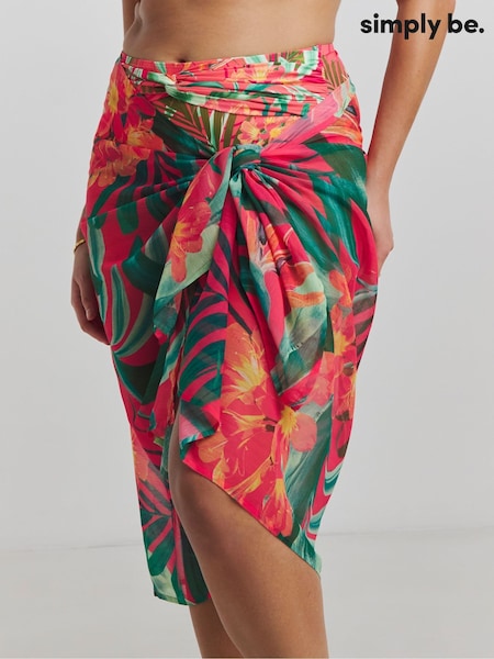 Simply Be Tropical Print Magisculpt Tie Front Sarong (F74100) | £24