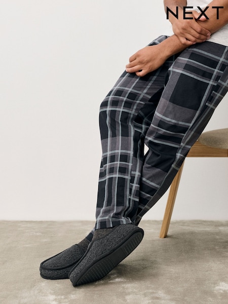 Grey Wide Fit Closed Back Slippers (F74109) | £19