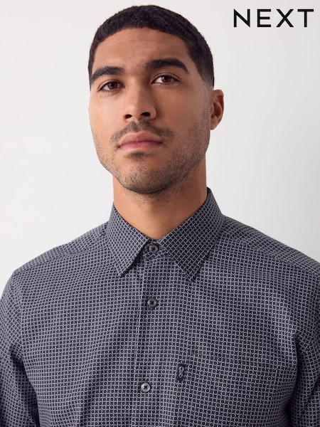 Black/Gold Link Regular Fit Long Sleeve Print Shirt (F74208) | £30