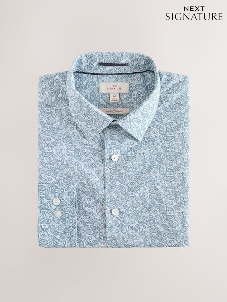 White Blue Paisley Long Sleeve Liberty Print Shirt (F74228) | £60
