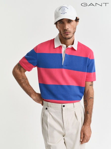 GANT Blue Short Sleeve 100% Cotton Polo Shirt (F74335) | £135