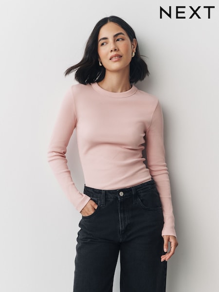 Pink Long Sleeve Crew Neck T-Shirt (F74351) | £18