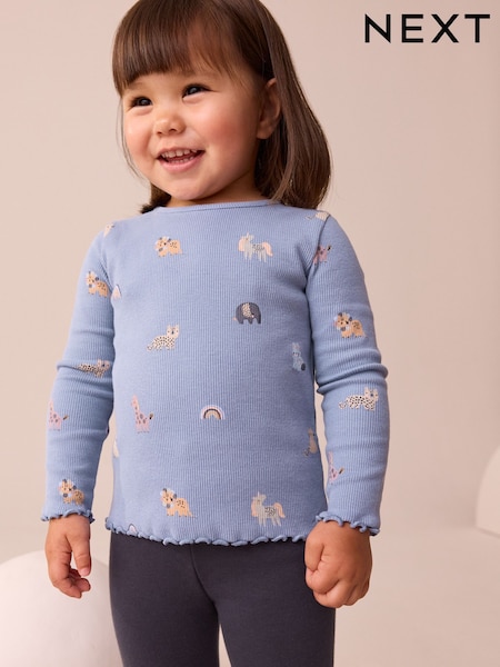 Blue Rib Long Sleeve T-Shirt (3mths-7yrs) (F74391) | £5 - £7