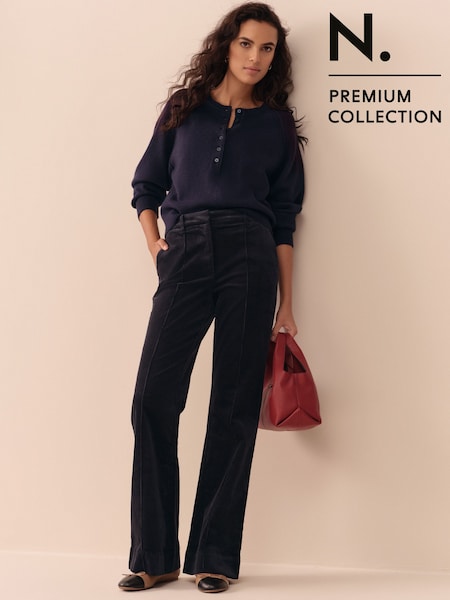 Navy N. Premium Cord Bootcut Trousers (F74520) | £46